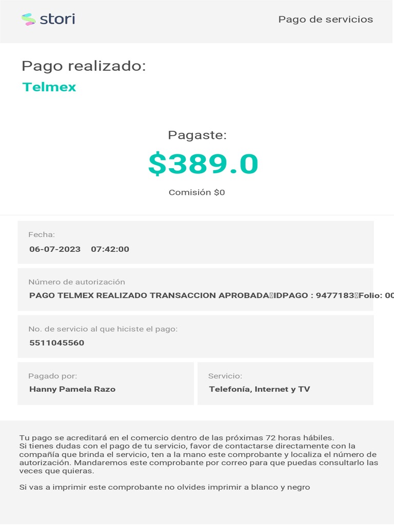Recibo de Pago Internet 060723 | PDF