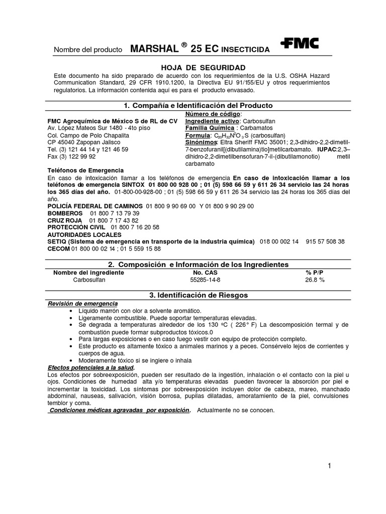 Marshal 25 EC | PDF | Agua | Química