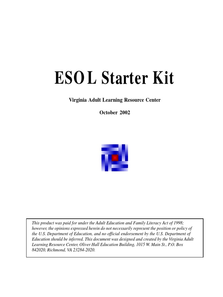 Esol Starter Kit Pdf English As A Second Or Foreign Language