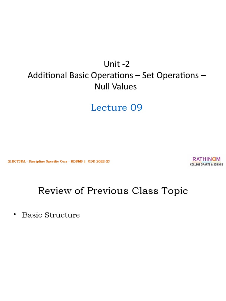 Unit 2 lecture 9 rdbms pdf relational database software