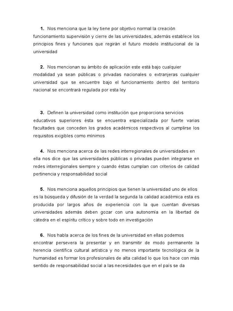 LEY UNIVERSITARIA N° 30220 PDF Universidad Ley Pública