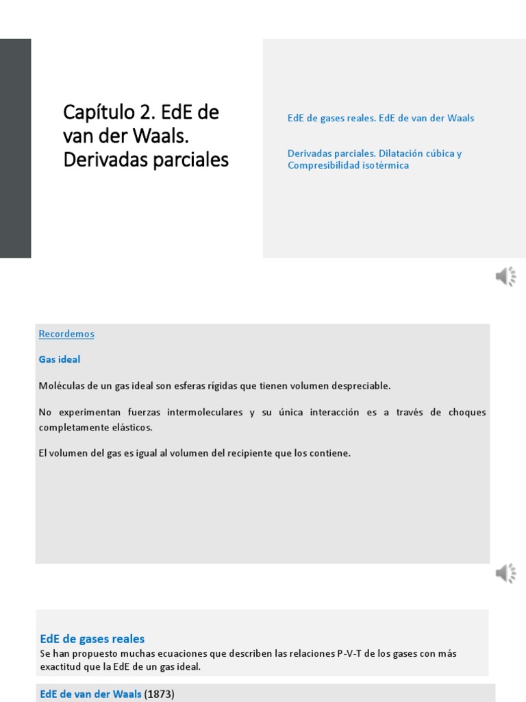 EdE de van der Waals y propiedades de gases | PDF | Gases | Líquidos