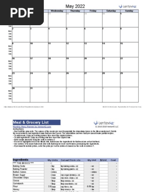 Menu Planner With Grocery List