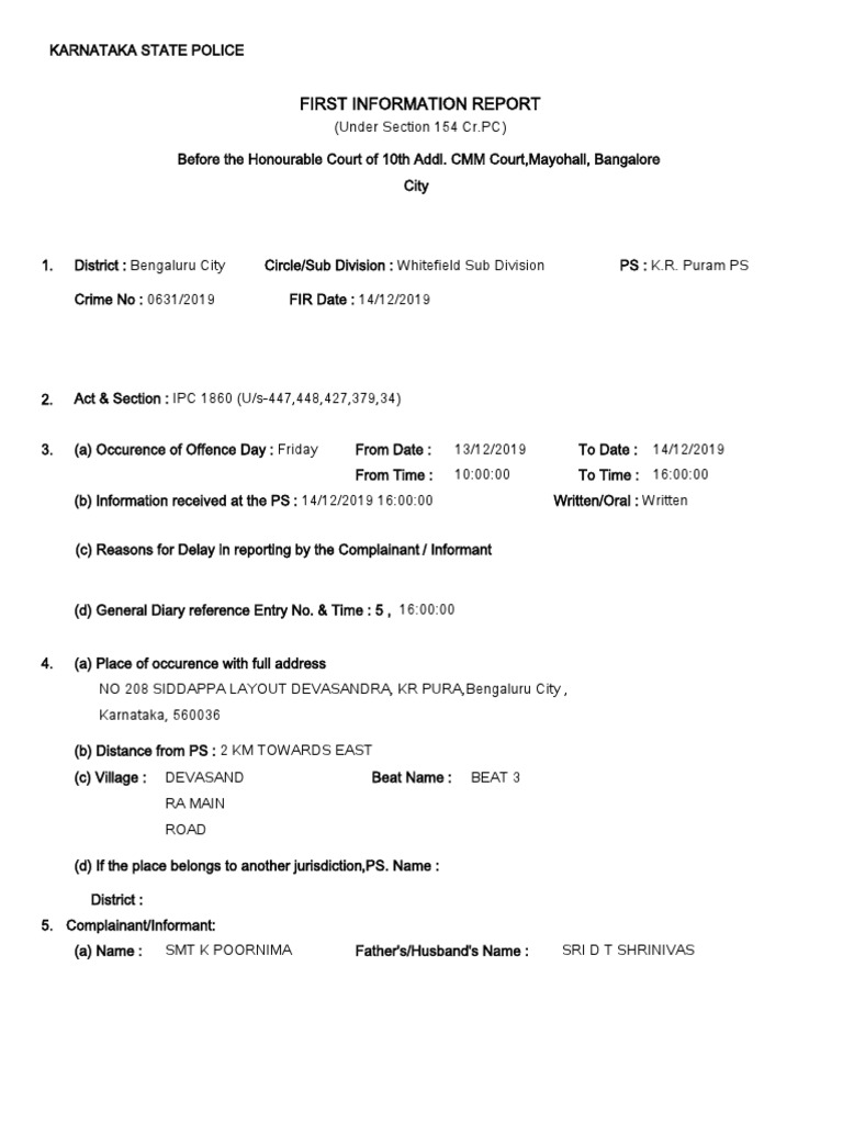 First information report pdf public law crime violence