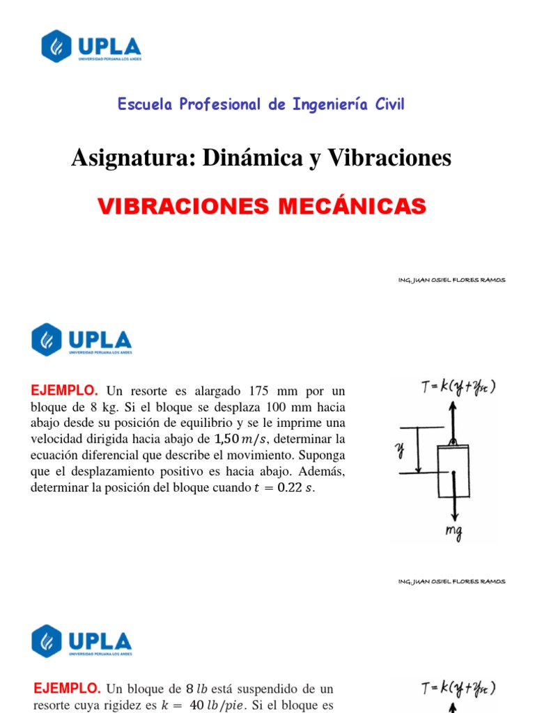 Vibraciones Mecánicas Simples | PDF | Fuerza | Ecuaciones