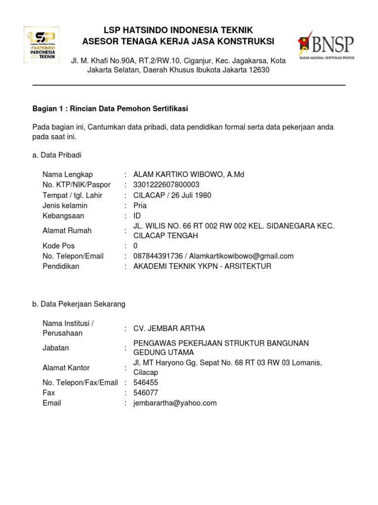 Formulir Apl 01 Pdf
