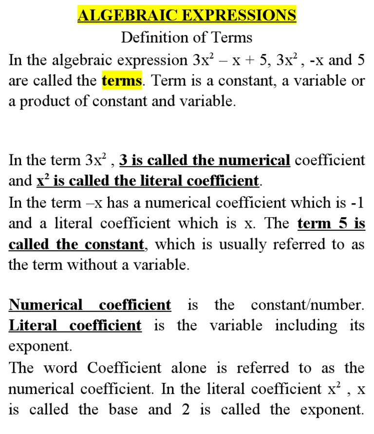Understanding Coefficients in Algebra | PDF