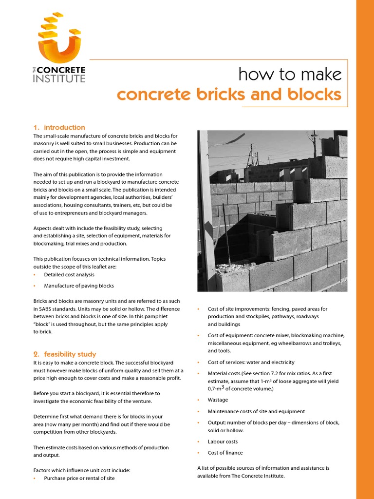 How To Make Concrete Bricks and Blocks | PDF | Concrete | Masonry