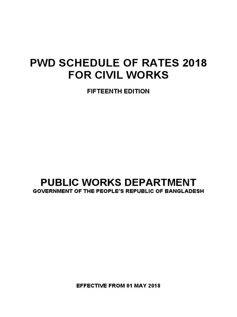 Pwd Schedule Of Rates For Sanitary Plumbing Works