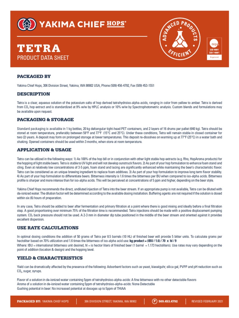 Tetra Iso Extract Product Overview | PDF | Beer | Hops