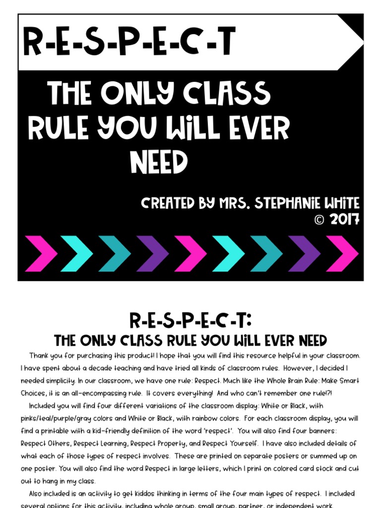 R-E-s-p-e-c-t: The Only Class Rule You Will Ever Need | PDF | Learning