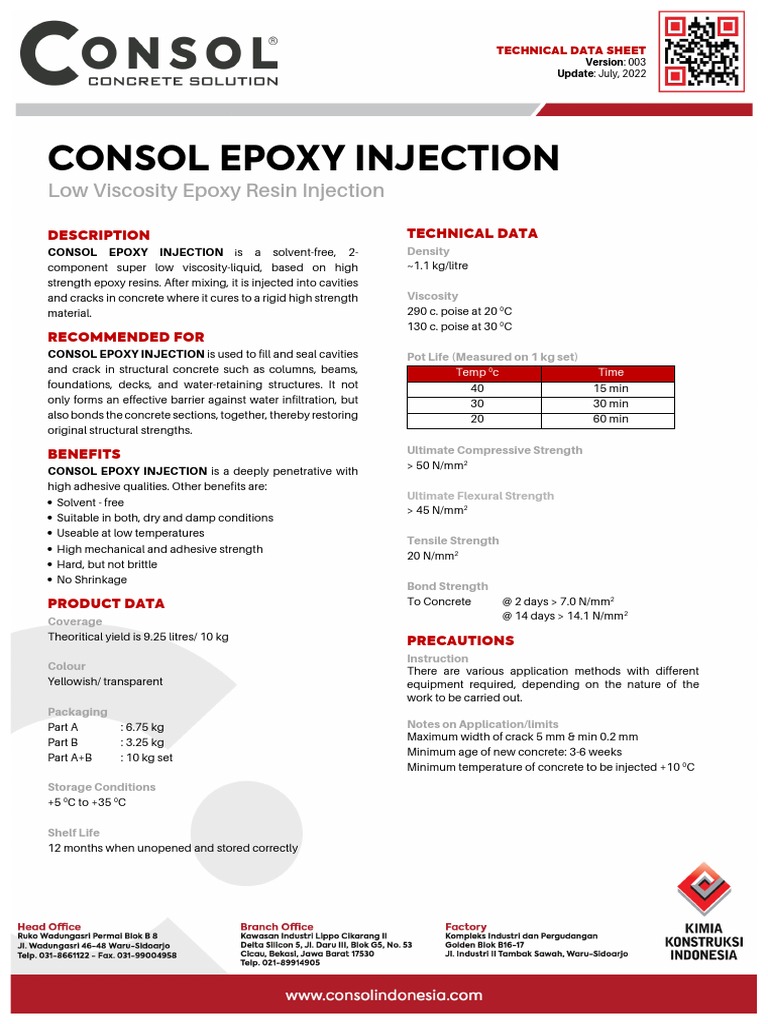 TDS Consol Epoxy Injection1 PDF Epoxy Concrete