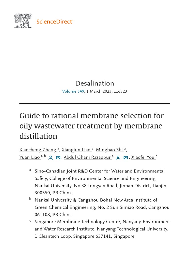 Guide To Rational Membrane Selection For Oily Wastewater Treatment by