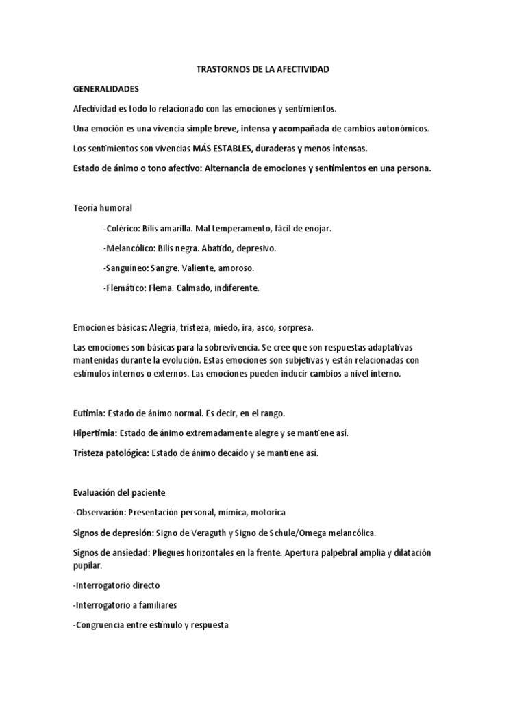 Trastornos de La Afectividad | PDF | Las emociones | Salud mental
