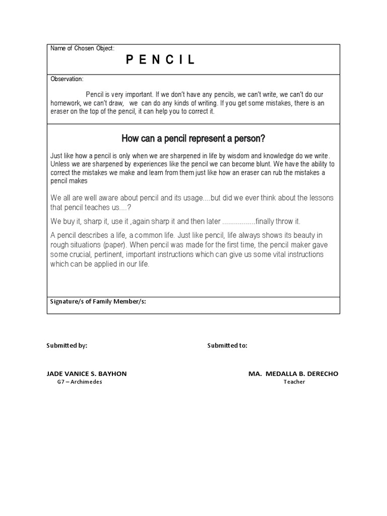 Name of Chosen Object | PDF | Language Arts & Discipline