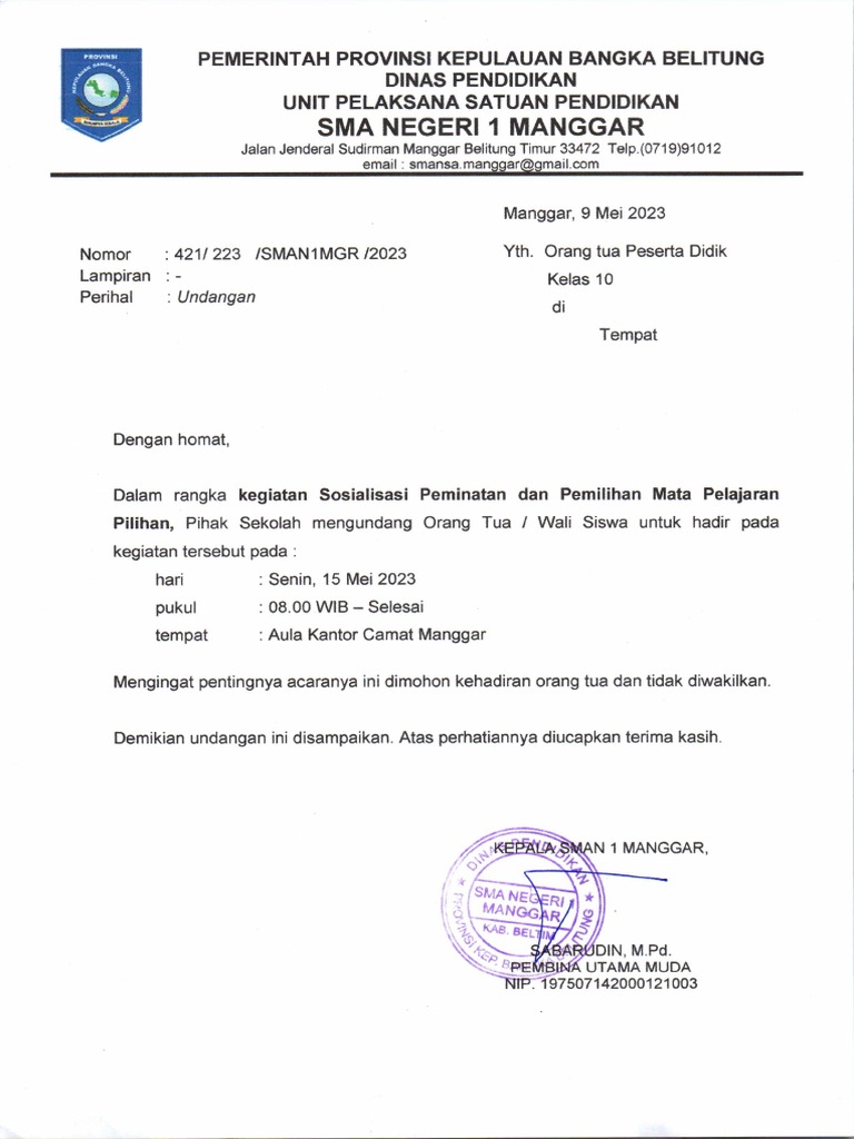 Undangan Orang Tua | PDF