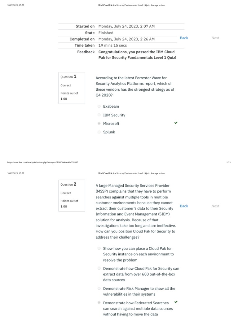 Cloud Pak for Security Quiz Review | PDF | Cloud Computing | Computer ...