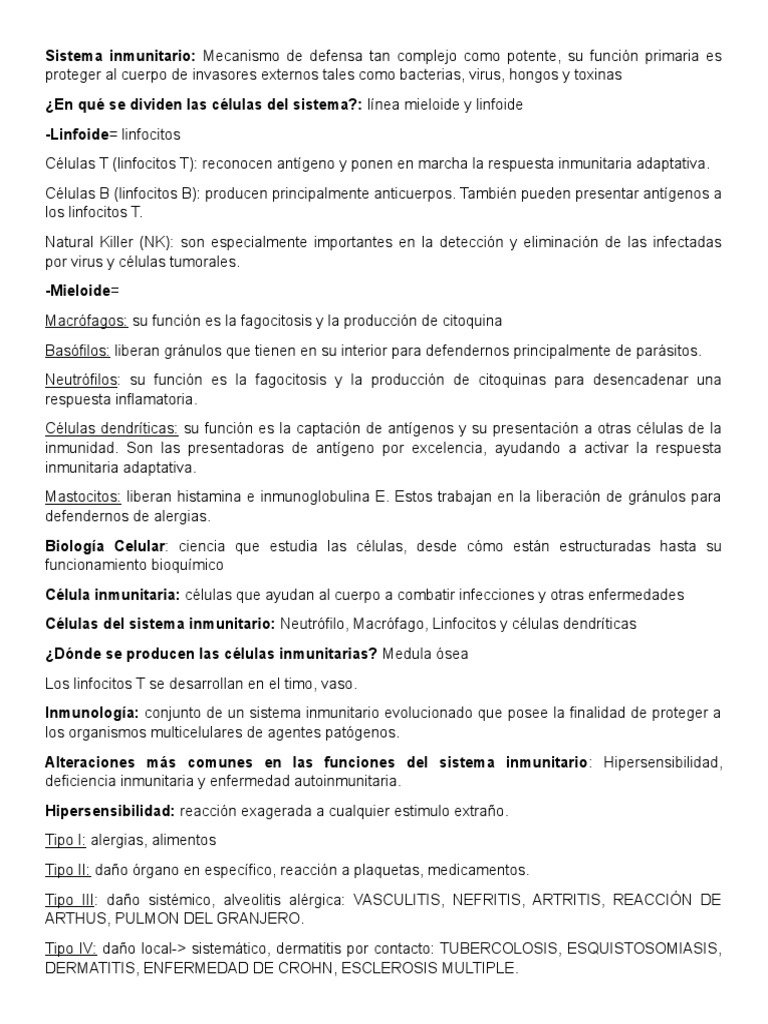 Sistema Inmunitario Defensa Compleja Pdf Sistema Inmune Linfocitos