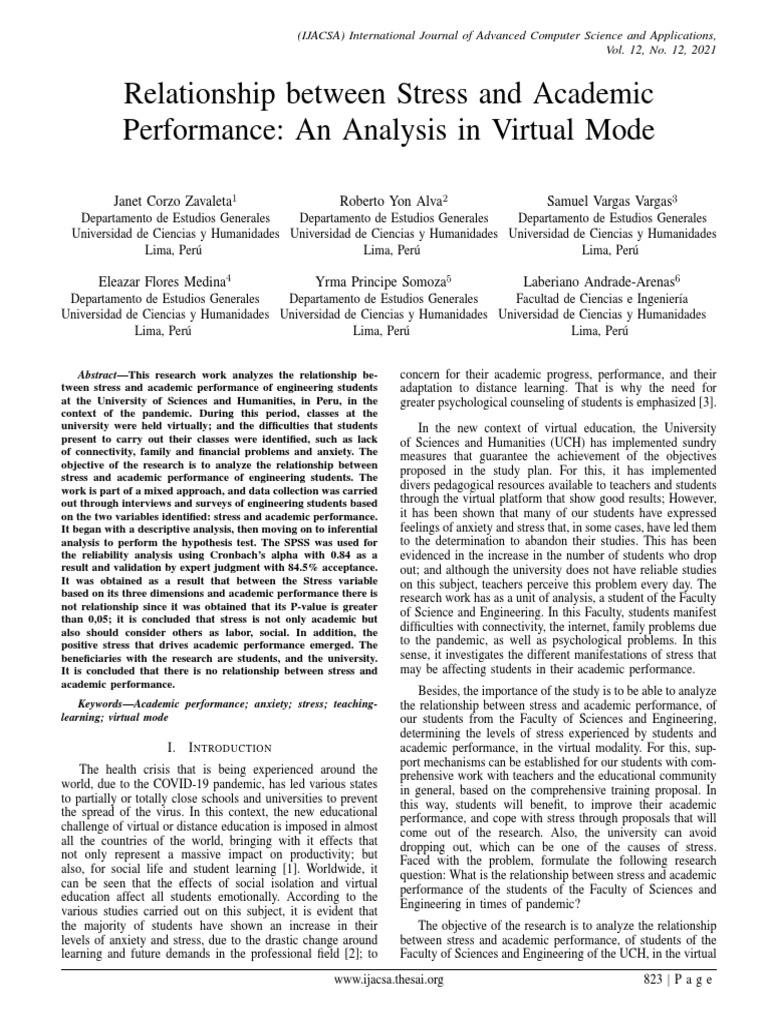 Relationship Between Stress and Academic | PDF | Stress (Biology ...