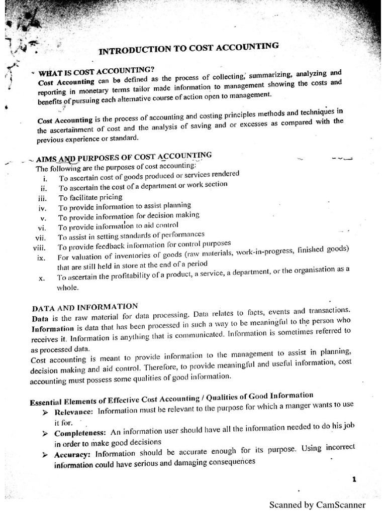 Acc 121 full notes on cost accounting pdf