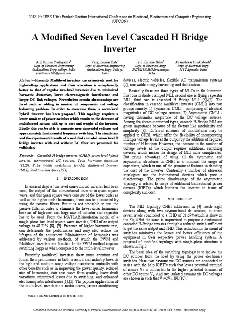 A Modified Seven Level Cascaded H Bridge Inverter Pdf Power