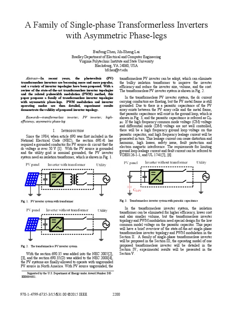 A Family of Single-Phase Transformerless Inverters With Asymmetric ...