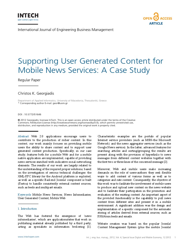 Supporting User Generated Content For Mobile News Services A Case Study ...