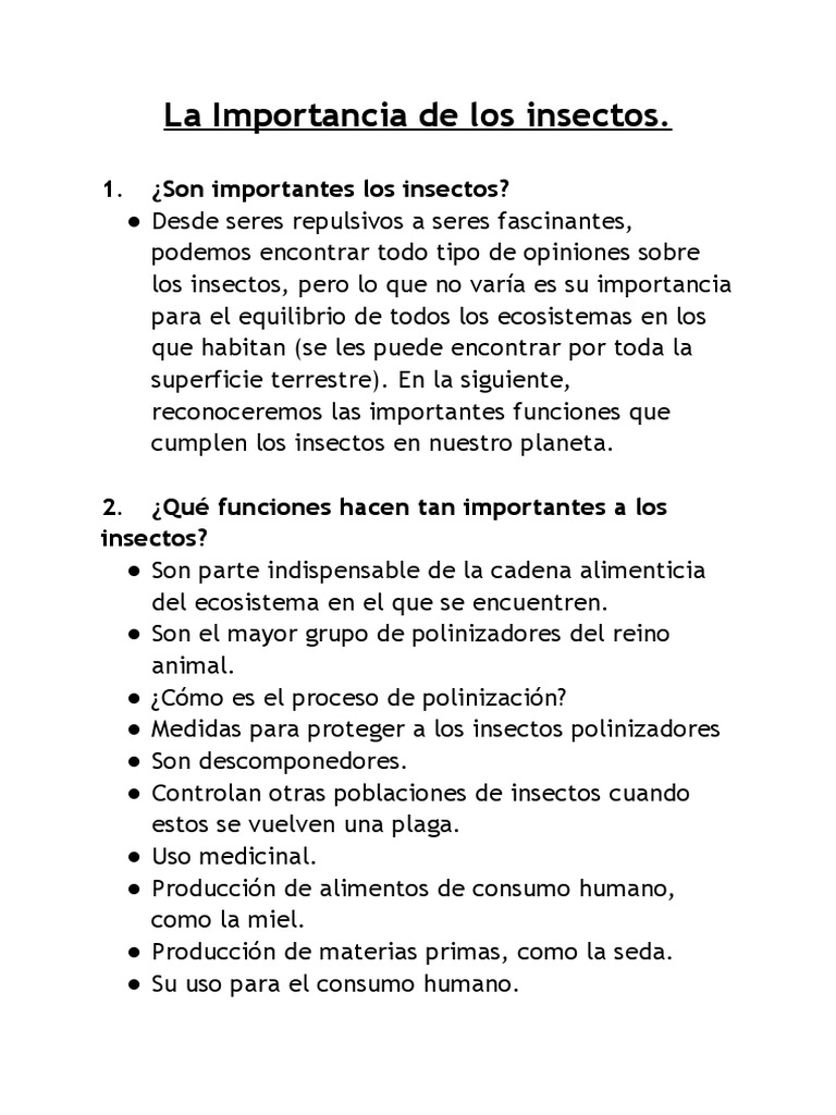 Lenguaje - La Importancia de Los Insectos | PDF | Insectos | Seda
