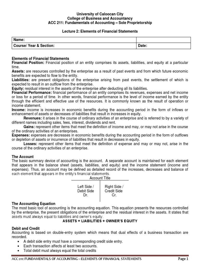 Elements Of Financial Statements