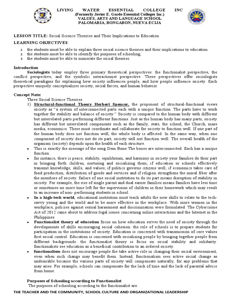 Social Science Theories in Education | PDF | Sociology | Behavioural ...