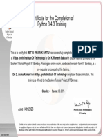 Certificate For The Completion of Python 3.4.3 Training: June 14th 2023