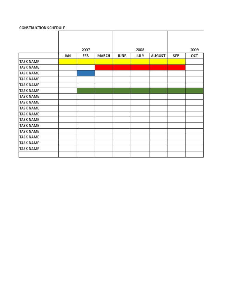 Free Excel Construction Schedule Template | PDF