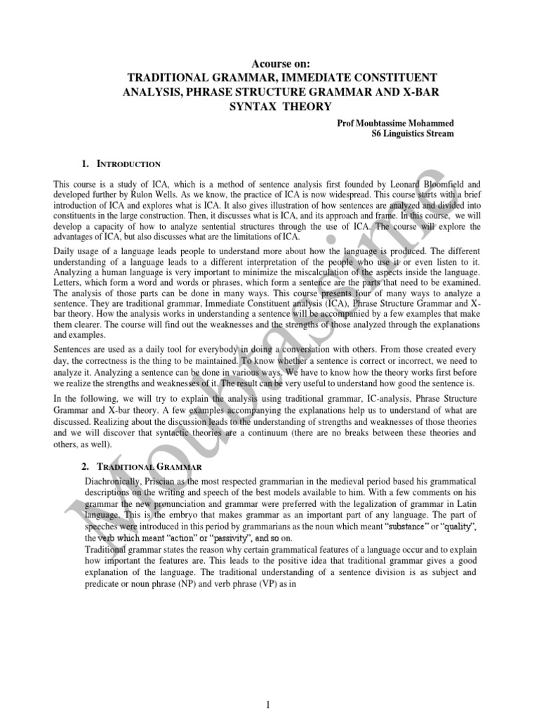 AN535 Morpho Syntax M. Moubtassime | PDF | Phrase | Lexical Semantics