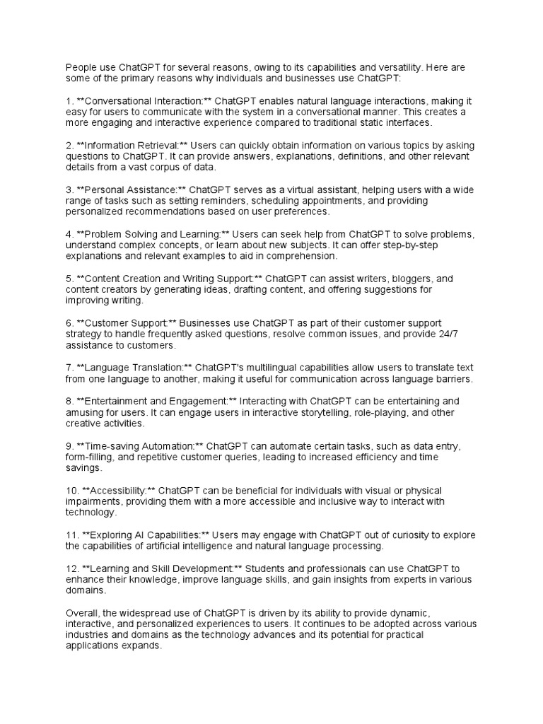 ChatGPT: Versatile AI Assistant Features | PDF | Artificial ...