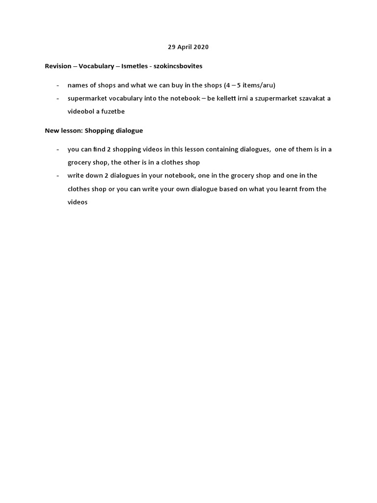 Shopping Dialogue Lesson Plan | PDF