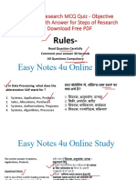 Steps of Research MCQ Quiz 1