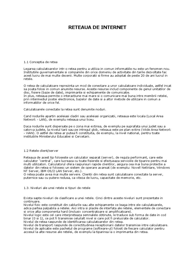 Reteaua de Internet | PDF