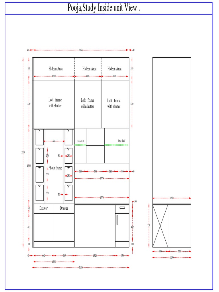 Pooja Study Unit Dimensions and Features | PDF