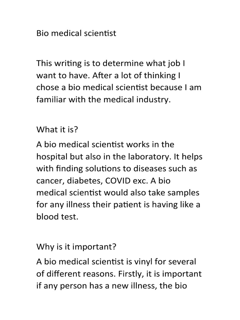 Bio Medical Scientist PDF