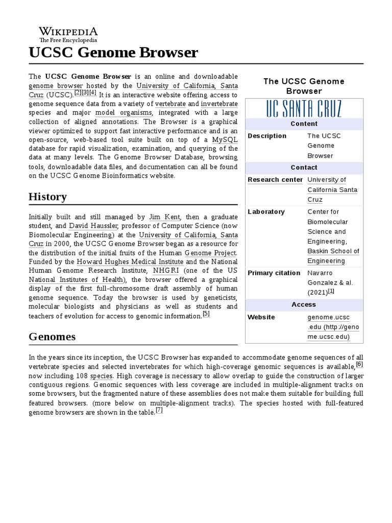 UCSC Genome Browser Overview | PDF | Genetics | Bioinformatics