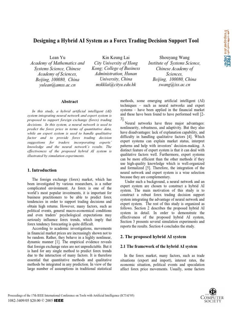 Designing a hybrid ai system as a forex trading decision support tool