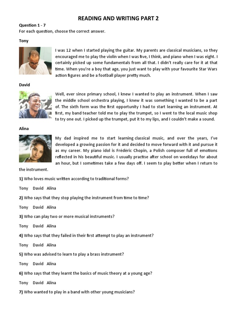 Reading and Writing Part 2 | PDF | Classical Music