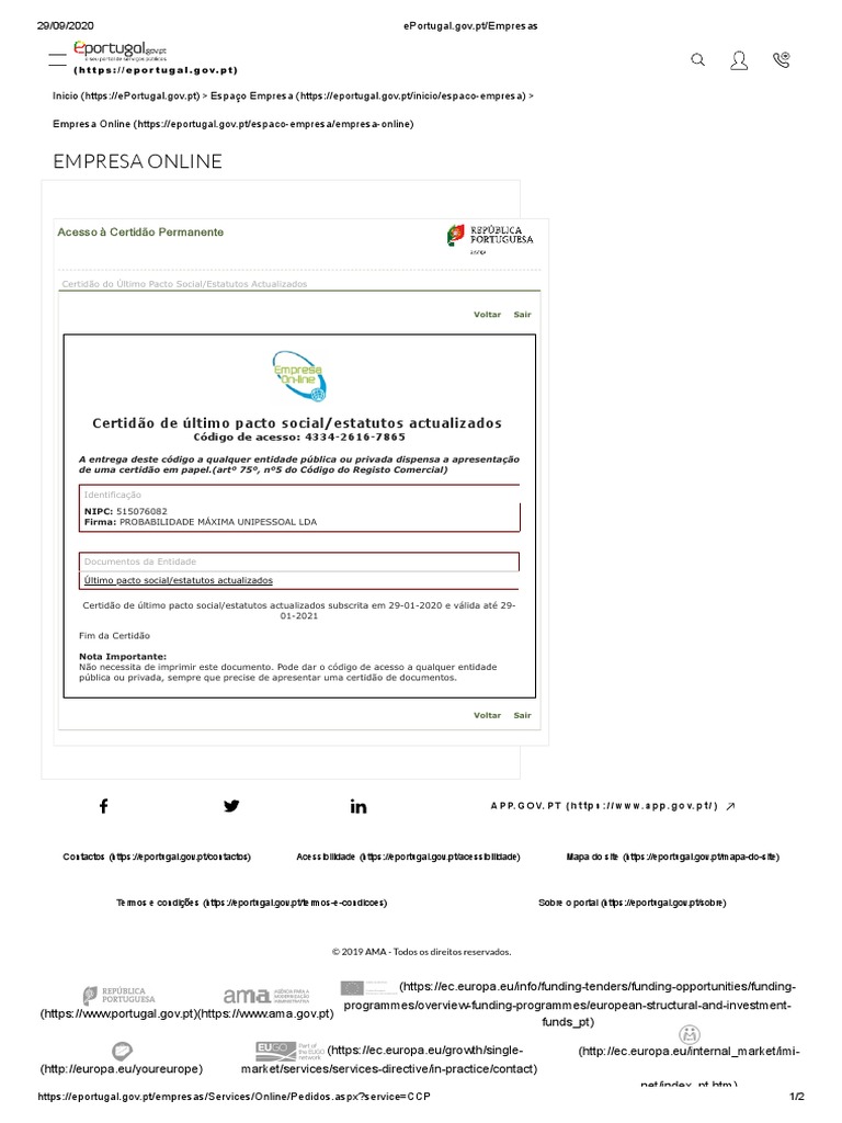 Certidao Permanente Pdf