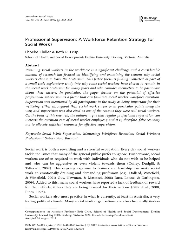 Social Work Retention via Supervision | PDF | Social Work | Employee ...