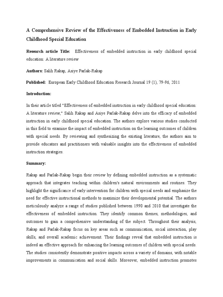 Examples Of Embedded Instruction