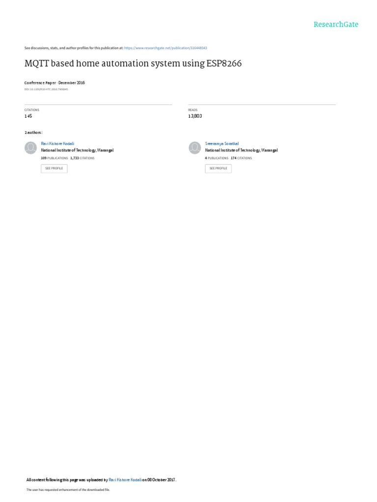 MQTT Based Home Automation Stsyem PDF Of Things Computer