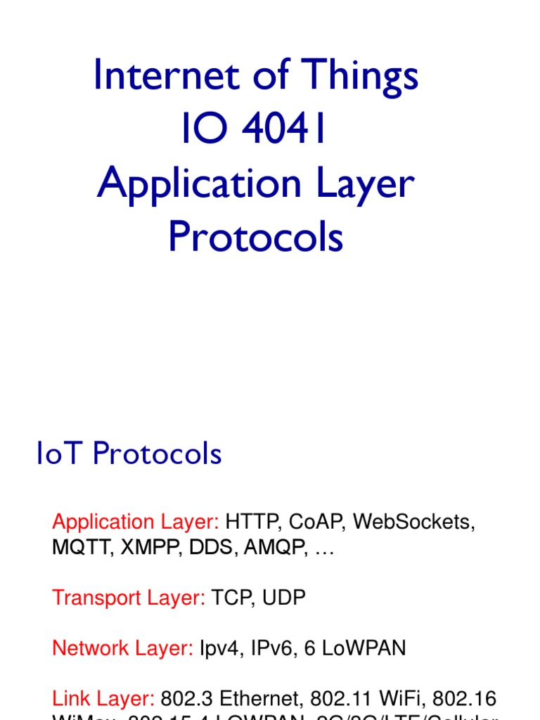 IoT Application Layer Protocols Overview | PDF | Internet Standards ...