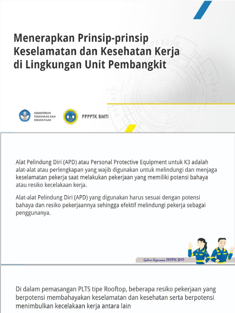 Plts Menerapkan Prinsip Prinsip Keselamatan Dan Kesehatan Kerja Di