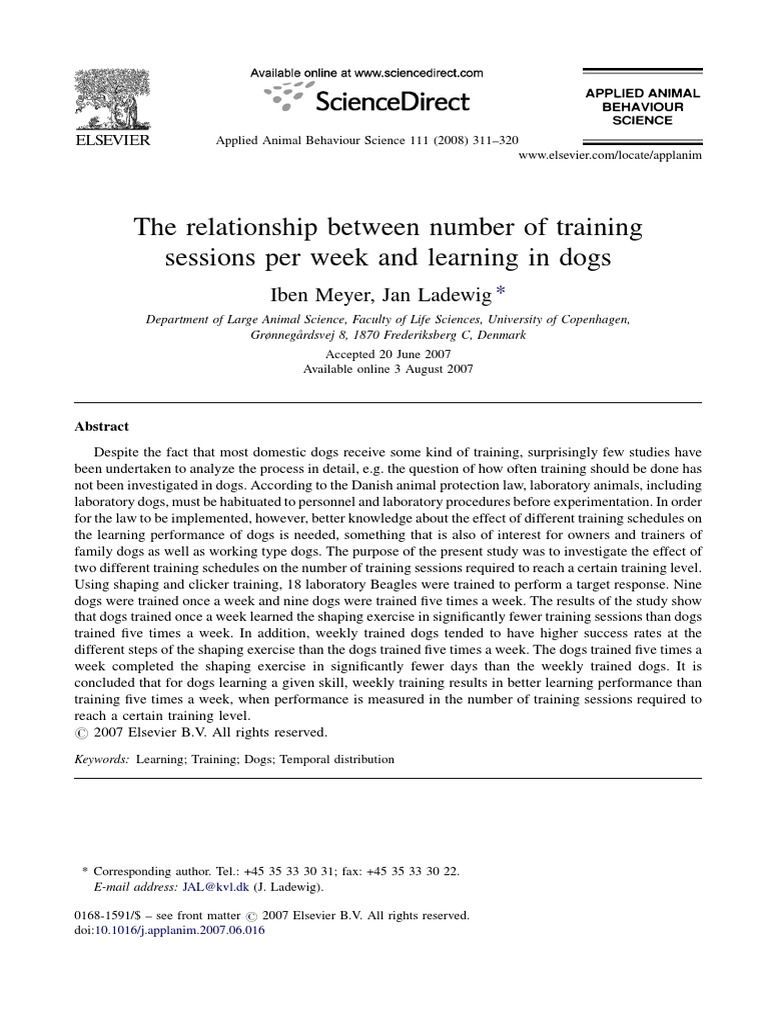 The Relationship Between Number of Training | PDF | Animal Training ...