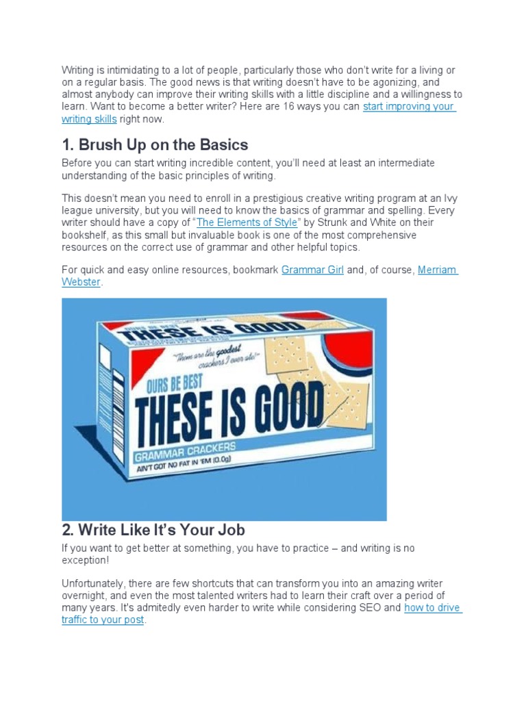 16 Tips to Improve Your Writing Skills | PDF | Brand | Blog